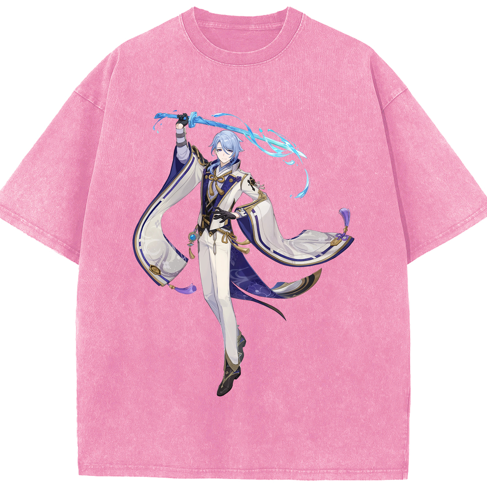 げんし神 神里綾人 かみさとあやと genshin Kamisato Ayato 綿100% ヴィンテージ風 半袖Tシャツ（フロントプリント）
